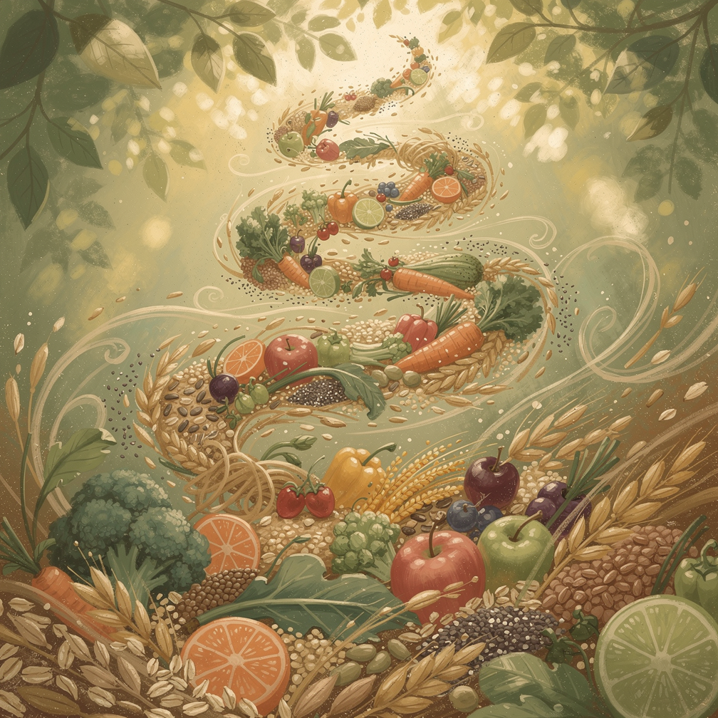 Разнообразные продукты с высоким содержанием клетчатки: овощи, бобовые, цельнозерновые